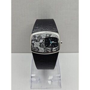 Fossil JR1238 Womens Floral Wide Leather Cuff Vintage Watch Quartz New Battery